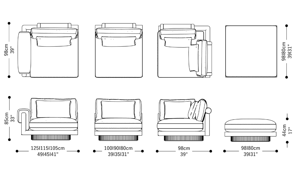 Image of the main dimensions of the product